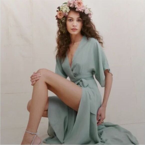 Reformation Winslow Sage Green Maxi Dress Medium NWT $348 - Picture 7 of 8